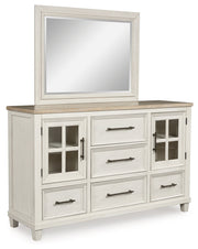 Shaybrock California King Panel Bed with Mirrored Dresser and 2 Nightstands in Antique White from Ashley - Luna Furniture