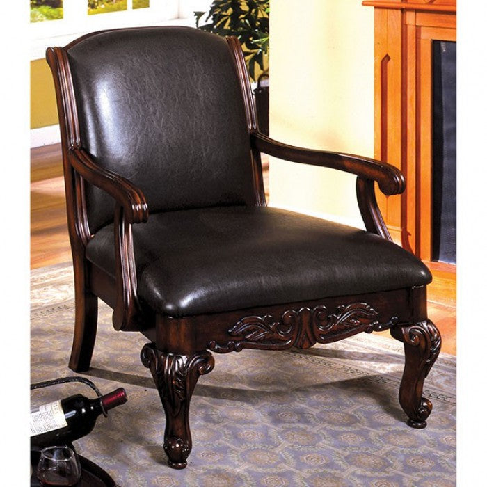 Sheffield Antique Dark Cherry Accent Chair - CM-AC6177-PU