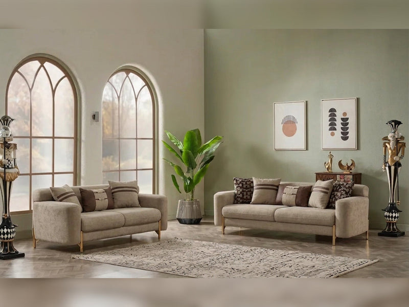 Shelby 2-pieces (Sofa & Loveseat) Livingroom Set Beige in Beige - 200-SHE-LV260-32