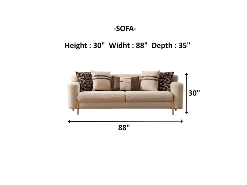 Shelby 3-pieces (Sofa & 2 Chair) Livingroom Set Beige in Beige - 101-SHE-ORK-311