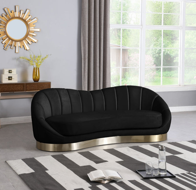 Shelly 91.5" Velvet Upholstered Sofa in Black - 623Black-S