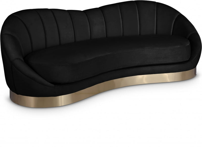 Shelly 91.5" Velvet Upholstered Sofa in Black - 623Black-S