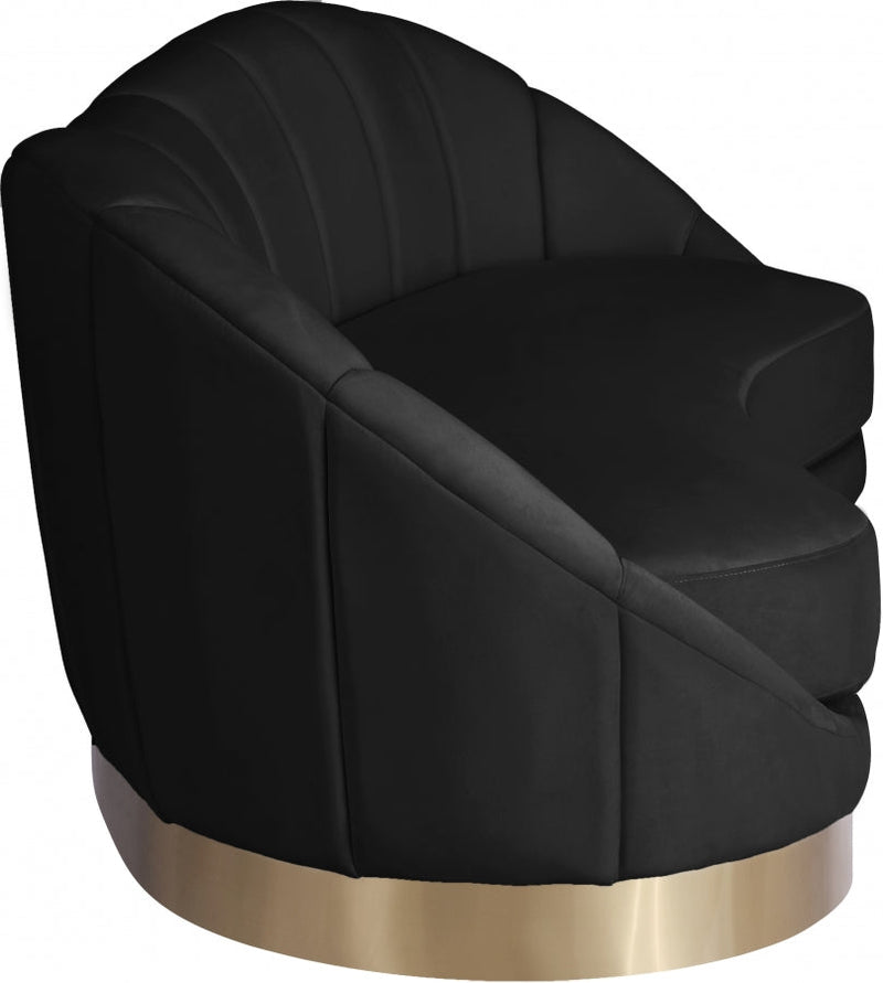 Shelly 91.5" Velvet Upholstered Sofa in Black - 623Black-S