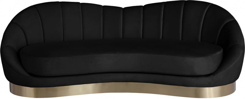Shelly 91.5" Velvet Upholstered Sofa in Black - 623Black-S