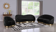 Shelly 91.5" Velvet Upholstered Sofa in Black - 623Black-S
