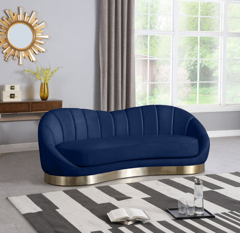 Shelly 91.5" Velvet Upholstered Sofa in Blue - 623Navy-S