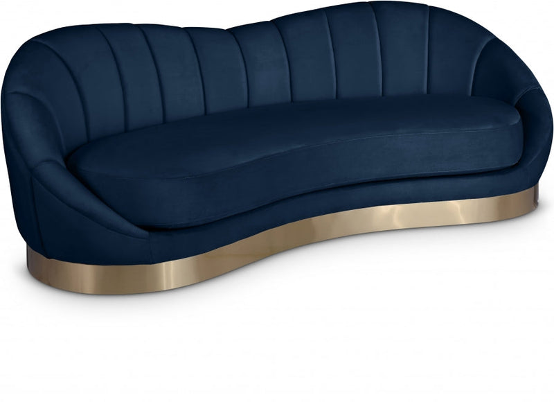 Shelly 91.5" Velvet Upholstered Sofa in Blue - 623Navy-S