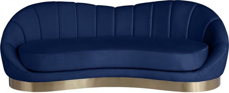 Shelly 91.5" Velvet Upholstered Sofa in Blue - 623Navy-S