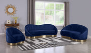 Shelly 91.5" Velvet Upholstered Sofa in Blue - 623Navy-S