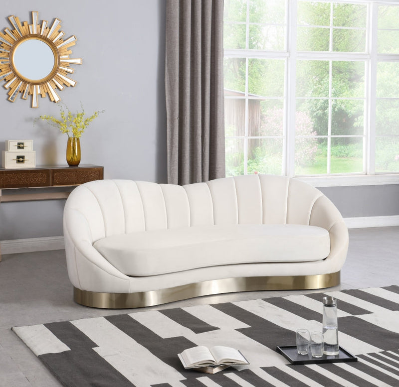 Shelly 91.5" Velvet Upholstered Sofa in Cream - 623Cream-S