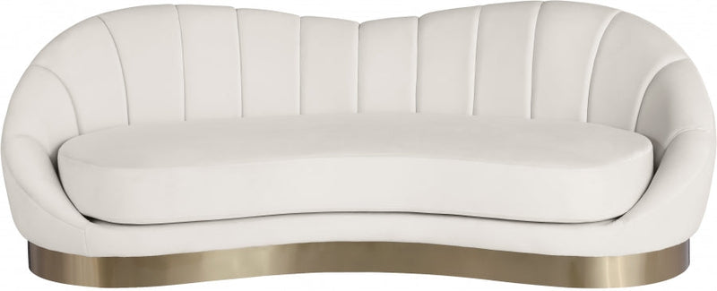 Shelly 91.5" Velvet Upholstered Sofa in Cream - 623Cream-S