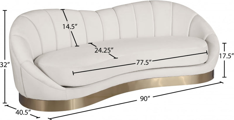 Shelly 91.5" Velvet Upholstered Sofa in Cream - 623Cream-S