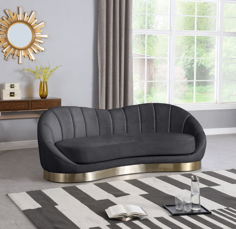 Shelly 91.5" Velvet Upholstered Sofa in Grey - 623Grey-S