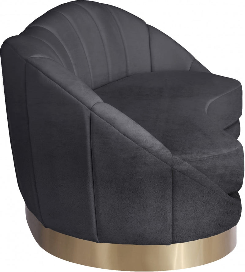 Shelly 91.5" Velvet Upholstered Sofa in Grey - 623Grey-S
