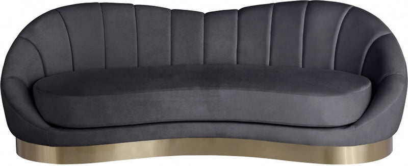 Shelly 91.5" Velvet Upholstered Sofa in Grey - 623Grey-S