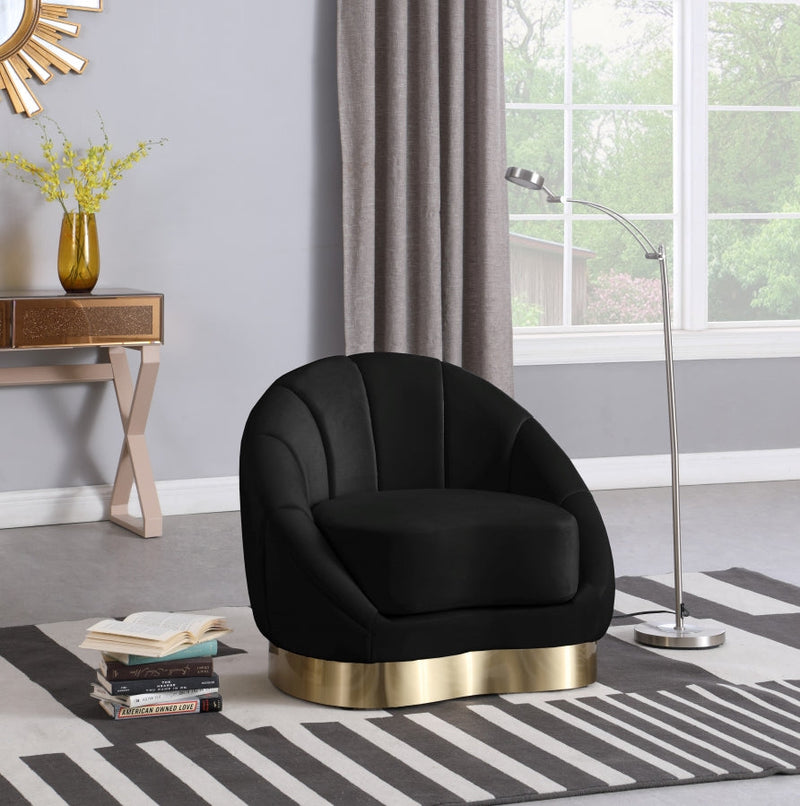 Shelly Velvet Upholstered Chair in Black - 623Black-C