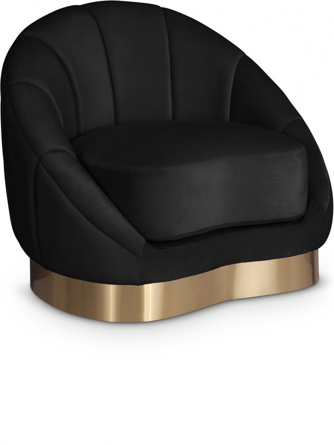 Shelly Velvet Upholstered Chair in Black - 623Black-C