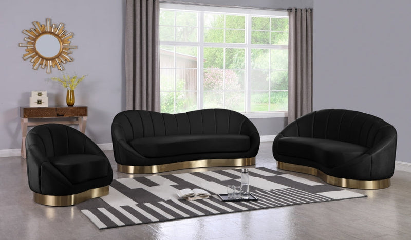 Shelly Velvet Upholstered Chair in Black - 623Black-C