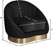 Shelly Velvet Upholstered Chair in Black - 623Black-C