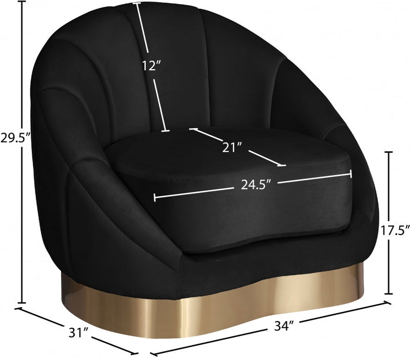 Shelly Velvet Upholstered Chair in Black - 623Black-C