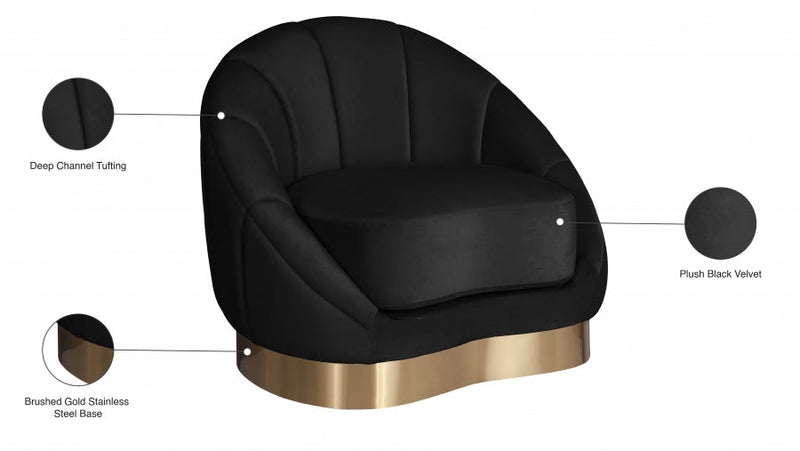 Shelly Velvet Upholstered Chair in Black - 623Black-C