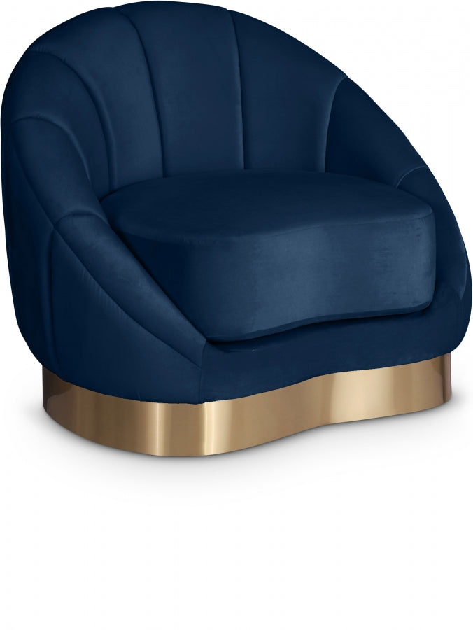 Shelly Velvet Upholstered Chair in Blue - 623Navy-C
