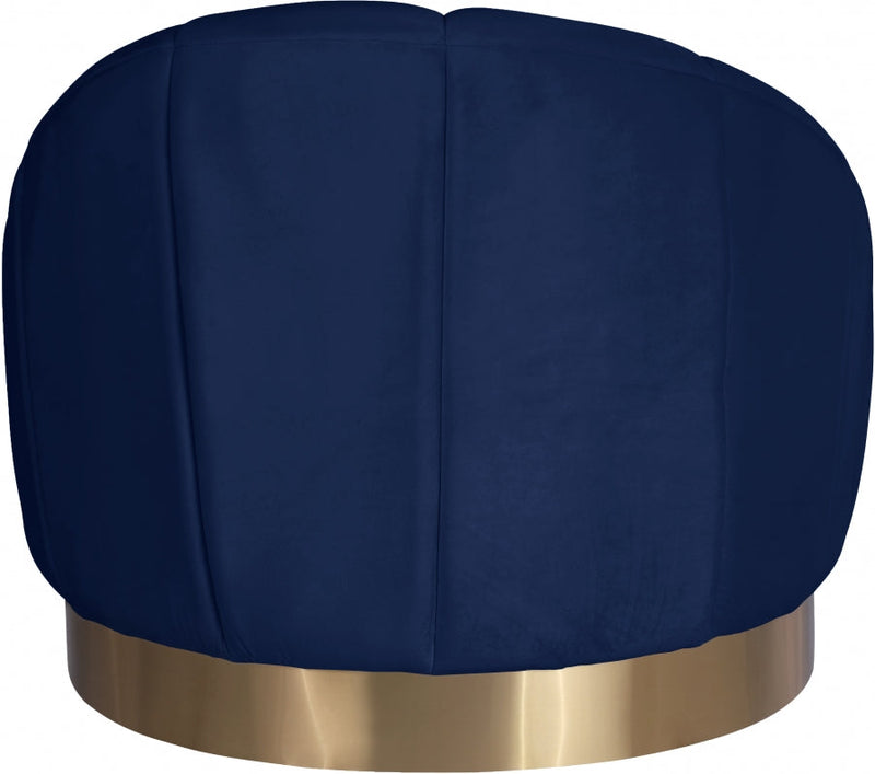 Shelly Velvet Upholstered Chair in Blue - 623Navy-C