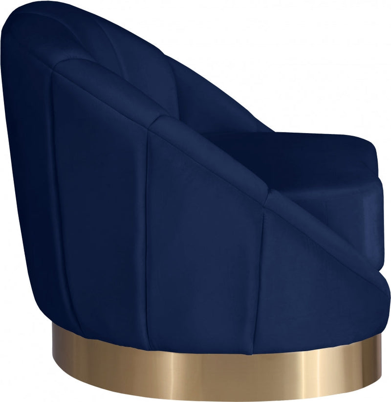 Shelly Velvet Upholstered Chair in Blue - 623Navy-C