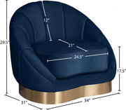 Shelly Velvet Upholstered Chair in Blue - 623Navy-C