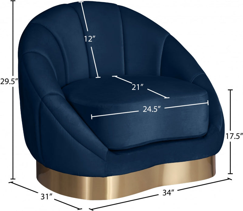 Shelly Velvet Upholstered Chair in Blue - 623Navy-C