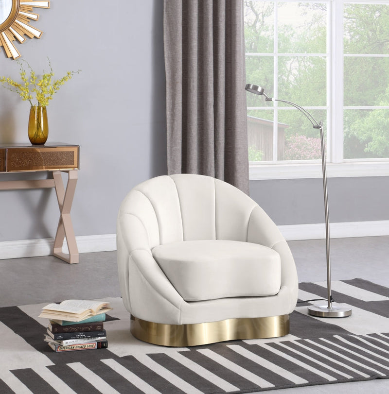 Shelly Velvet Upholstered Chair in Cream - 623Cream-C