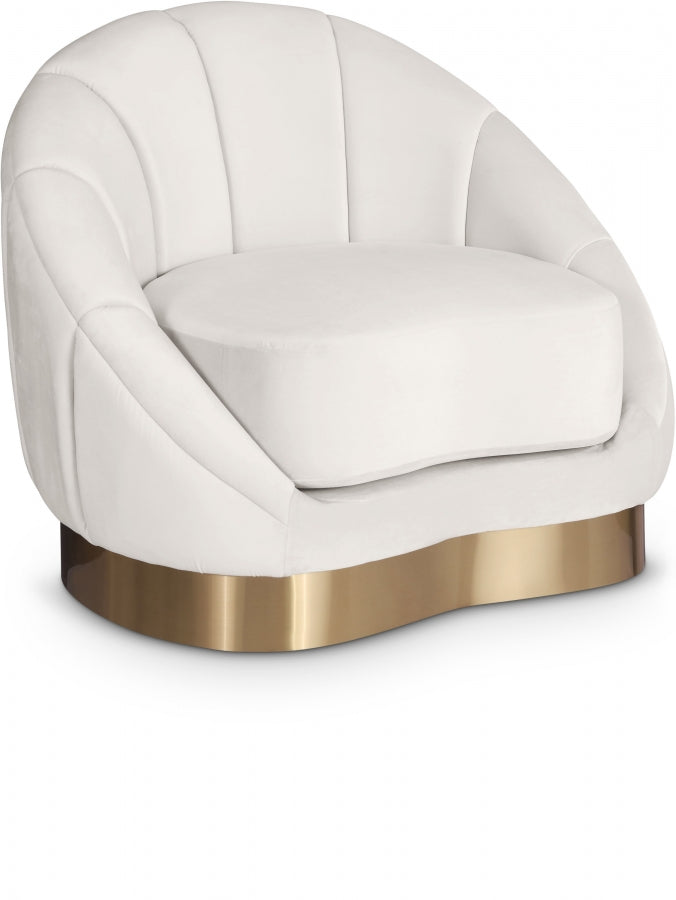 Shelly Velvet Upholstered Chair in Cream - 623Cream-C