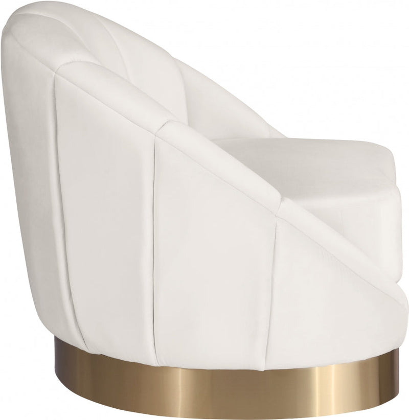 Shelly Velvet Upholstered Chair in Cream - 623Cream-C