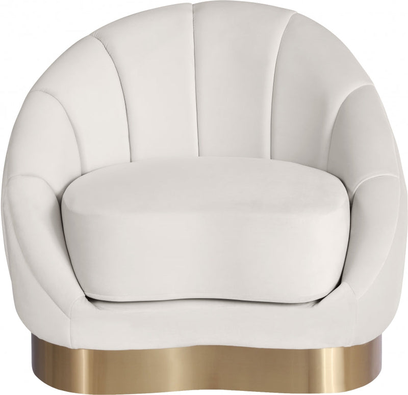 Shelly Velvet Upholstered Chair in Cream - 623Cream-C