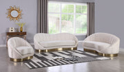 Shelly Velvet Upholstered Chair in Cream - 623Cream-C