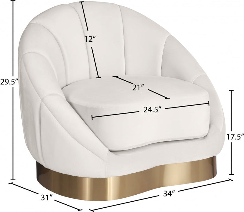 Shelly Velvet Upholstered Chair in Cream - 623Cream-C