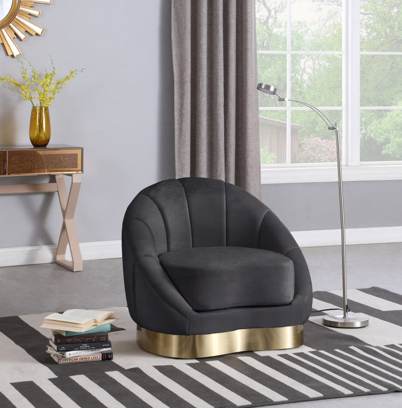 Shelly Velvet Upholstered Chair in Grey - 623Grey-C