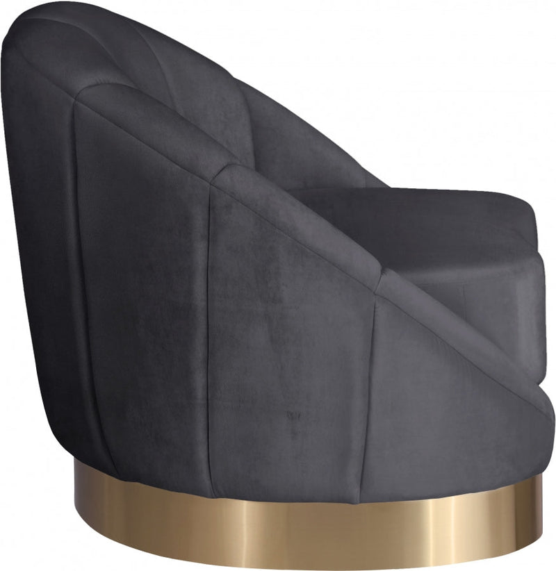 Shelly Velvet Upholstered Chair in Grey - 623Grey-C
