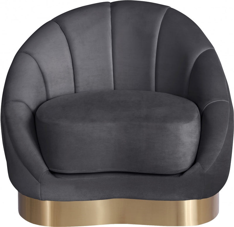 Shelly Velvet Upholstered Chair in Grey - 623Grey-C