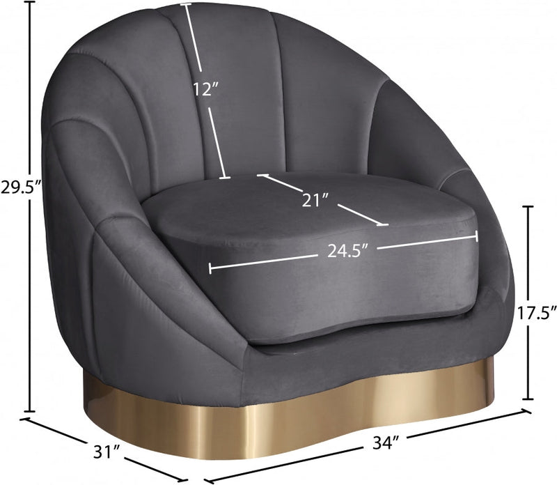 Shelly Velvet Upholstered Chair in Grey - 623Grey-C