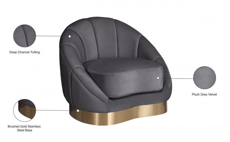 Shelly Velvet Upholstered Chair in Grey - 623Grey-C