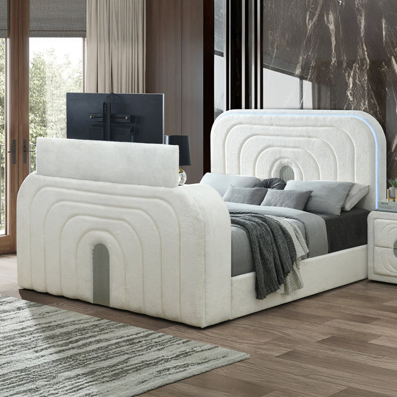 Shelyn EK Bed w/LED, TV Cabinet, Fireplace & Bluetooth - BD04751EK