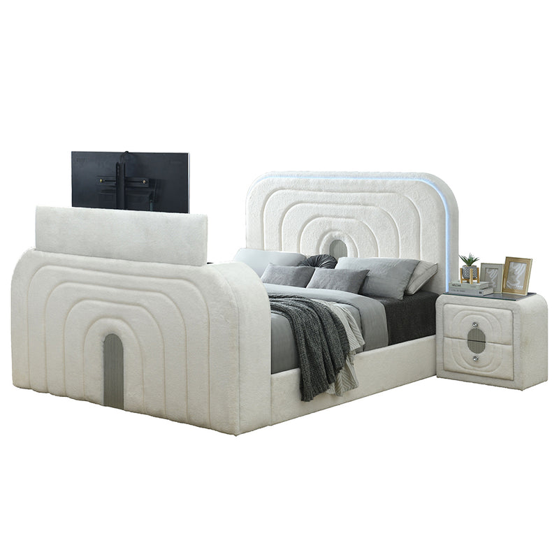 Shelyn EK Bed w/LED, TV Cabinet, Fireplace & Bluetooth - BD04751EK