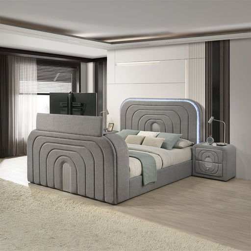Shelyn EK Bed w/LED, TV Stand, Fireplace & Bluetooth - BD05651EK