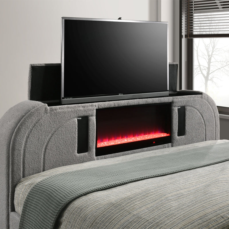 Shelyn EK Bed w/LED, TV Stand, Fireplace & Bluetooth - BD05651EK