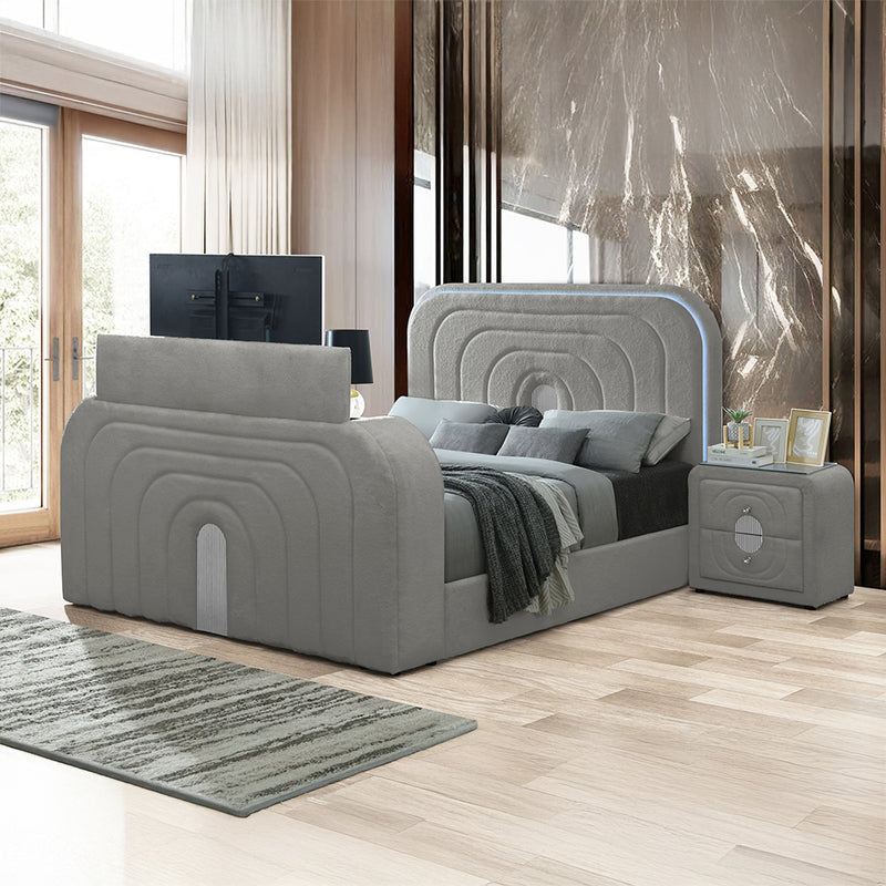 Shelyn EK Bed w/LED, TV Stand, Fireplace & Bluetooth - BD05651EK