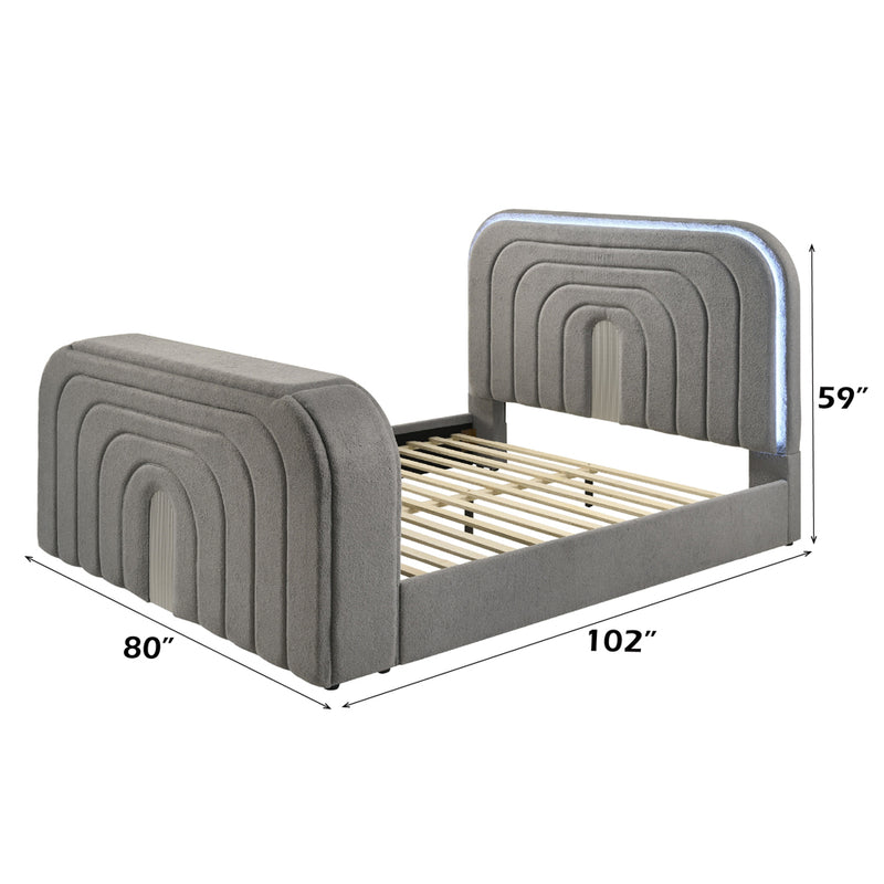 Shelyn EK Bed w/LED, TV Stand, Fireplace & Bluetooth - BD05651EK