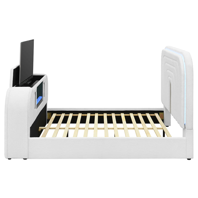Shelyn Queen Bed w/LED, TV Cabinet, Fireplace & Bluetooth - BD04752Q
