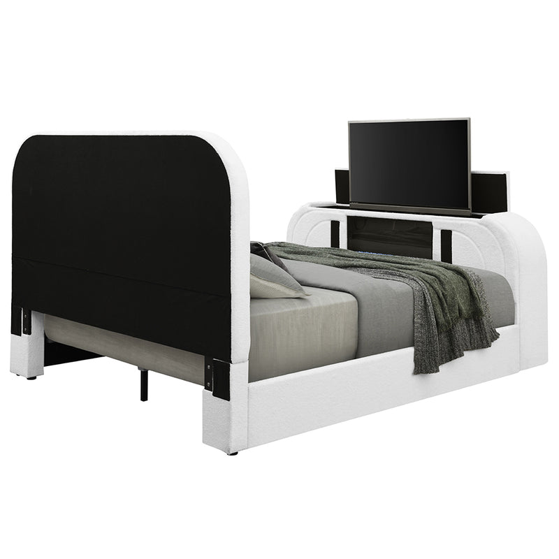 Shelyn Queen Bed w/LED, TV Cabinet, Fireplace & Bluetooth - BD04752Q