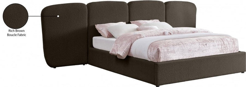Shiloh Boucle Fabric King Bed (3 Boxes) Brown - Gate FurnitureKing Bed